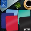 Better Office Products 2 Pocket Plastic Folder Portfolio, 3 Hole Punched, Letter Size, Assorted Primary Colors, 20PK 86721